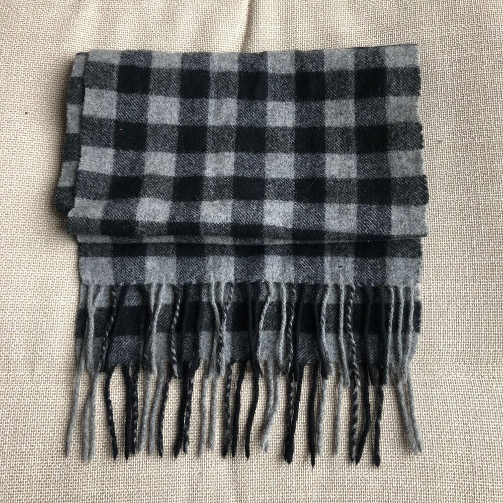 Wool Checkered Grey Warm scarf